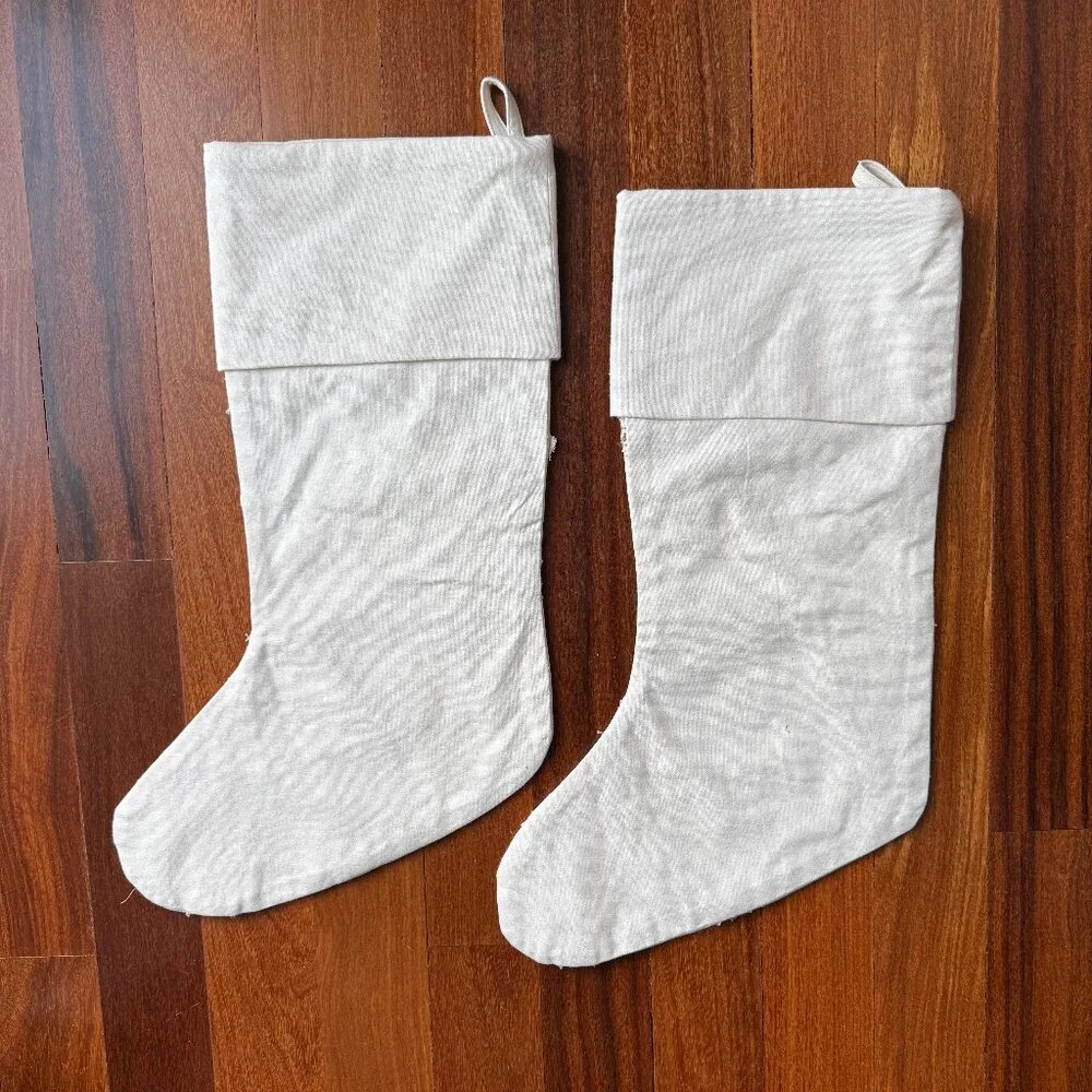 Two (2) Pottery Barn Caicos Starfish Beach Cream Stockings